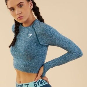 Gymshark Vital Seamless Long sleeve Crop Top -Marled Teal